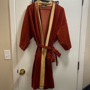 Vintage 70s His Excellency Collection Rust and Gold Robe with Belt oh yeah